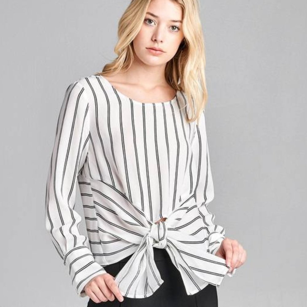 Plus size Long Sleeve Striped Top